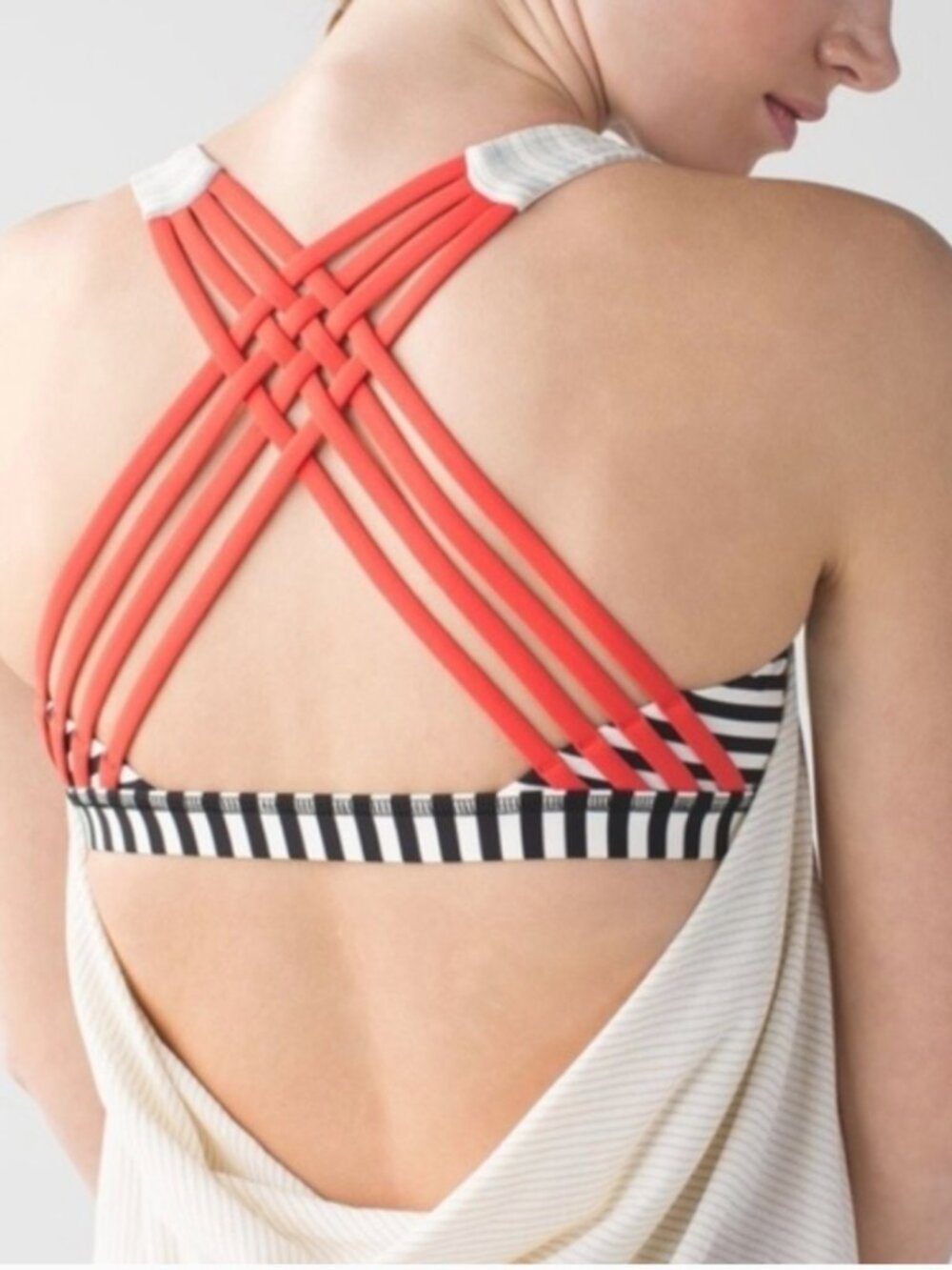 Lululemon WILD Tank Strappy Back Orange Black White Size 6 Built-In Bra - Picture 6 of 14